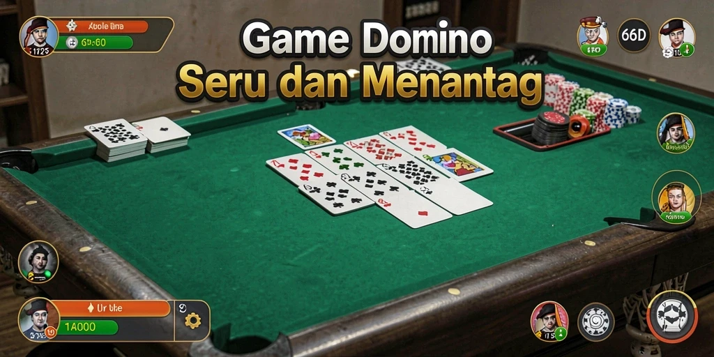 Screenshot utama dari game 66D menampilkan gameplay Domino yang seru.