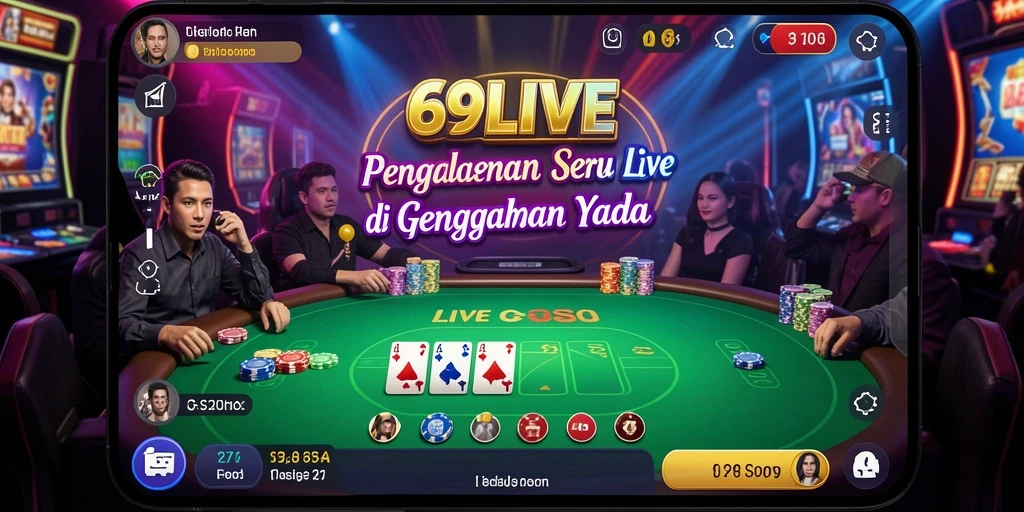 Tampilan gameplay <strong>69LIVE</strong> dengan dealer langsung dan suasana kasino yang realistis.