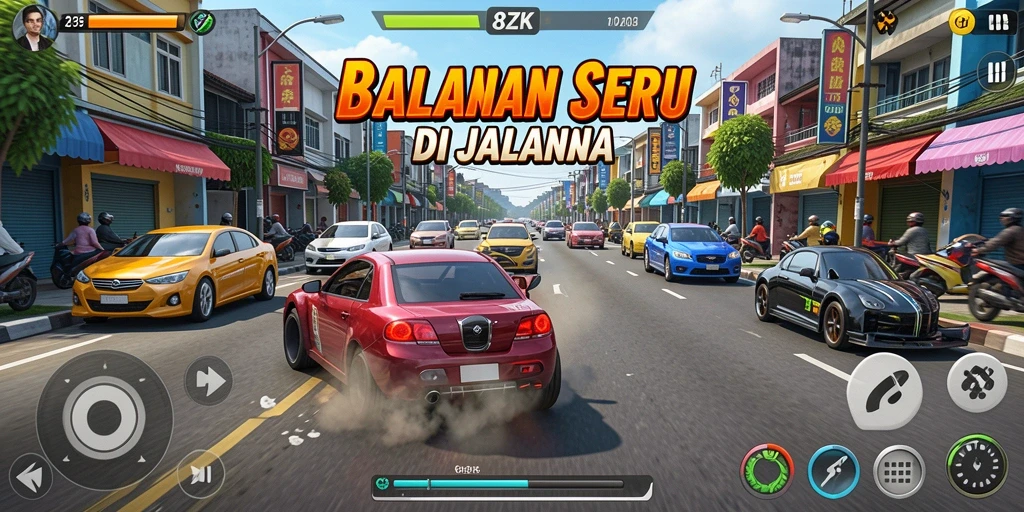 Tampilan gameplay balapan seru di 8ZK dengan grafis menakjubkan.