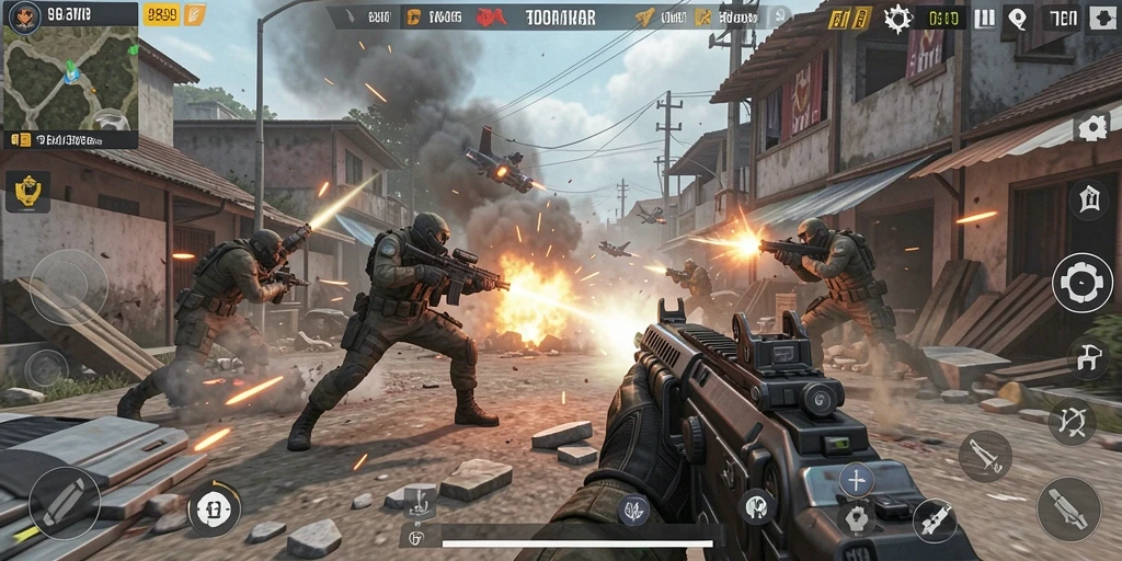 Tampilan aksi seru dalam gameplay TPS 9399.