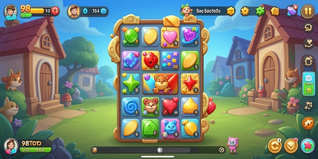 Gameplay seru dan menantang dalam 98TOTO saat mencocokkan elemen.