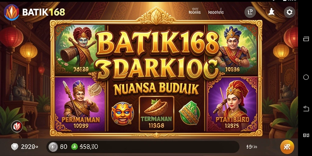 Tampilan gameplay slot menarik dari BATIK168 dengan motif batik.