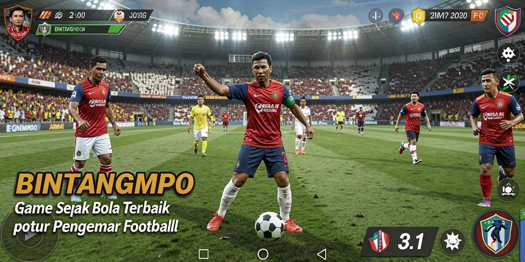 Tampilan gameplay menakjubkan dari BINTANGMPO dengan aksi sepak bola seru.