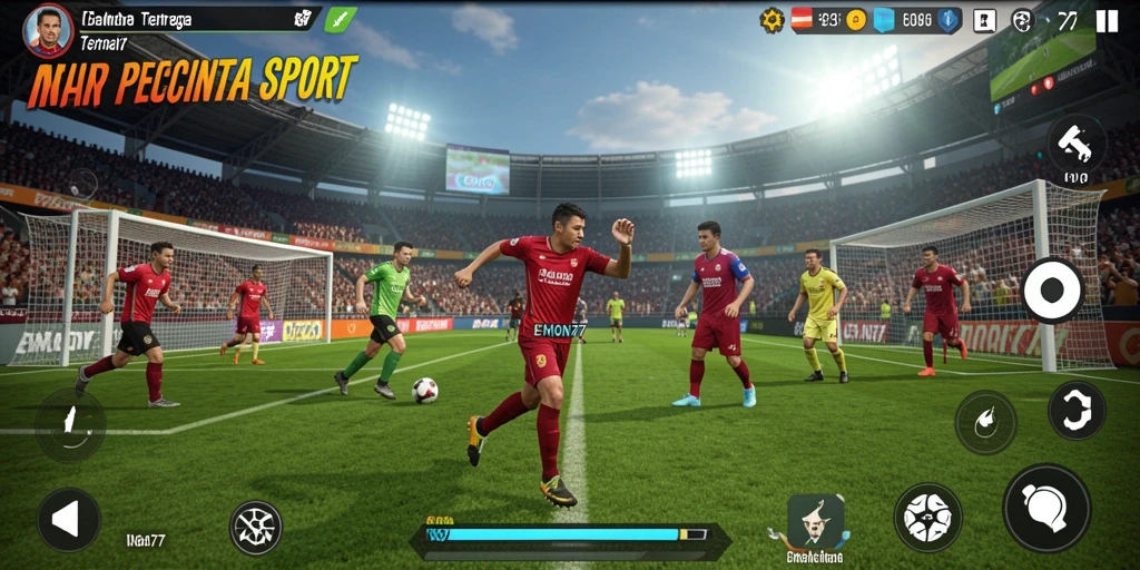 Menampilkan aksi seru dalam game olahraga EMON77.