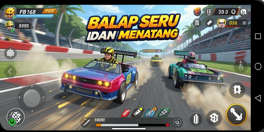 Tampilan gameplay seru dalam balapan yang mendebarkan.