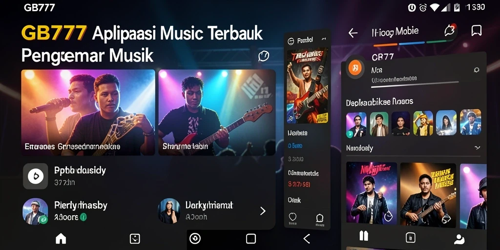 Screenshot GB777 menampilkan antarmuka yang intuitif dan penuh warna dengan lagu-lagu populer.