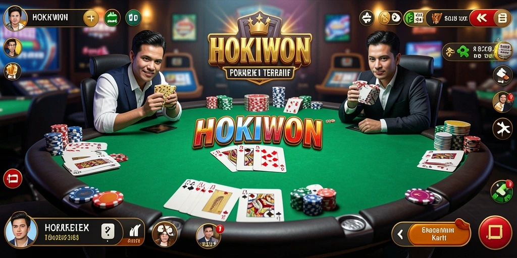 Screenshot HOKIWON menampilkan gameplay seru permainan Poker.