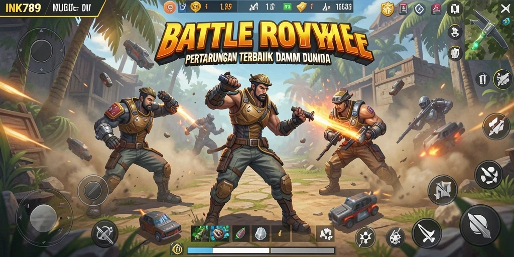 Tangkapan layar INK789 menampilkan aksi pertarungan intens dalam mode Battle Royale.