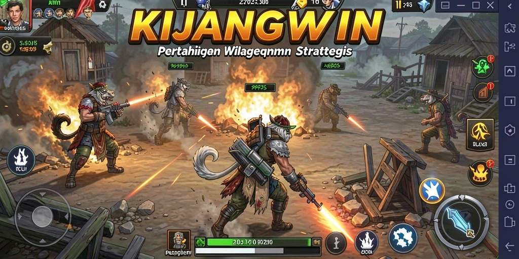 Tangkapan layar KIJANGWIN menampilkan pertempuran seru dalam game Tower Defense.