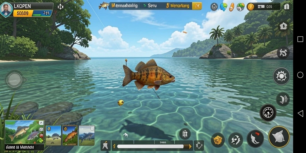 Tangkapan ikan yang menakjubkan dalam gameplay LKOPEN.