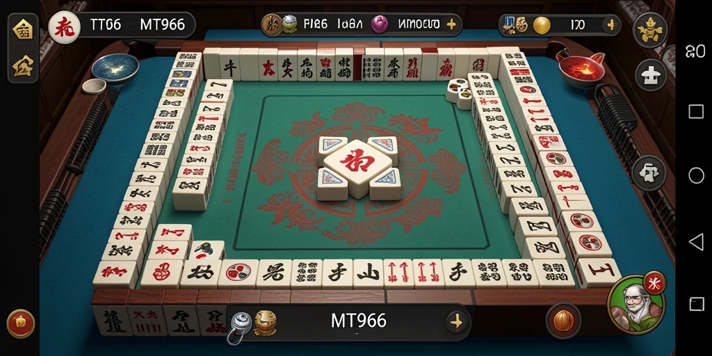 Screenshot gameplay MT966 menunjukkan tantangan Mahjong yang seru.