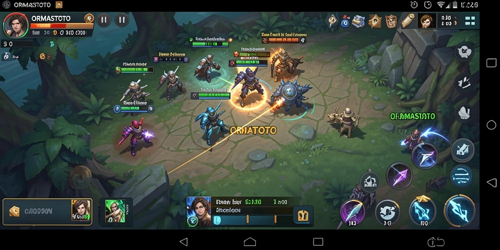 Screenshot gameplay ORMASTOTO menampilkan pertempuran strategi yang intens.