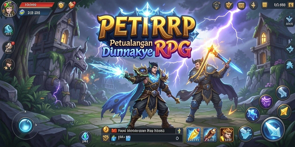 Tampilan gameplay PETIRRP menampilkan pertarungan epik dalam dunia RPG yang luas.
