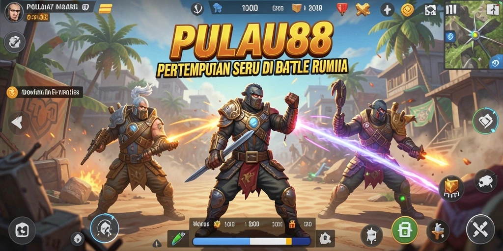 Tangkapan layar utama dari <strong>PULAU88</strong> menampilkan momen pertempuran seru di pulau.