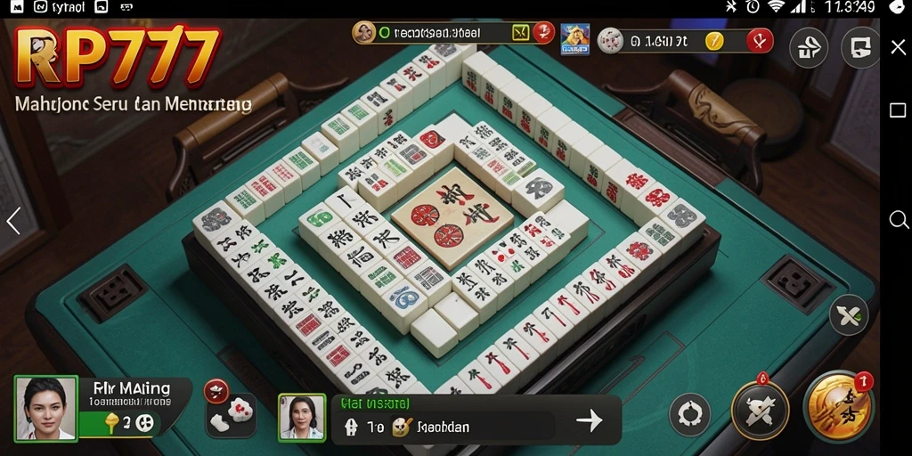 Screenshot RP777 menunjukkan gameplay Mahjong yang menarik dan menantang.