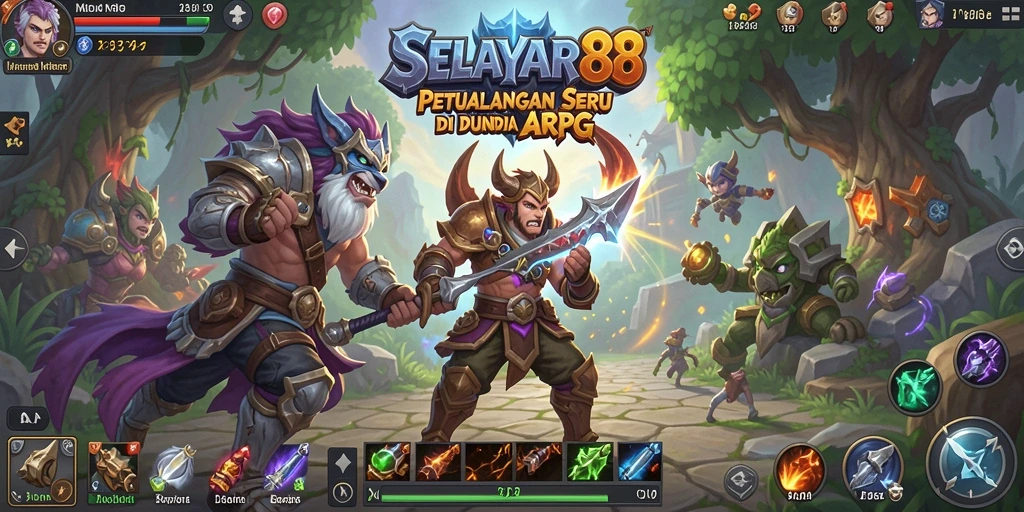 Tangkapan layar menampilkan aksi pertempuran mendebarkan dalam game ARPG SELAYAR88.