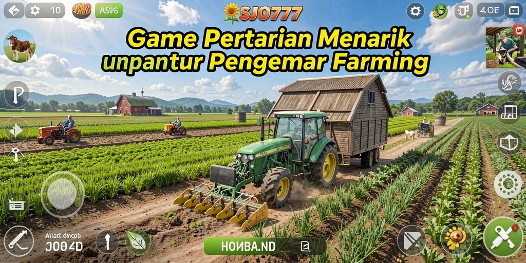 Screenshot SJO777 menampilkan gameplay penuh warna dari pertanian yang aktif.
