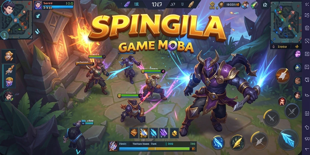 Tampilan gameplay SPINGILA yang mendebarkan dengan aksi MOBA intens.