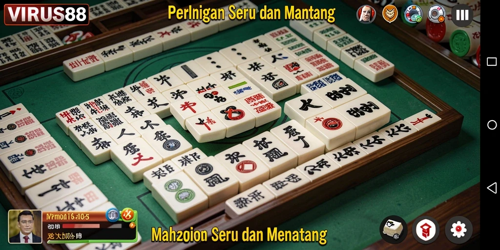 Screenshot gameplay VIRUS88 menampilkan ubin Mahjong yang menarik dan menantang.