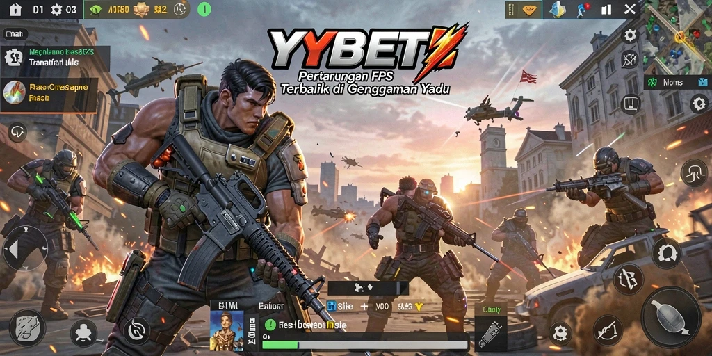 Screenshot gameplay YYBET menampilkan aksi tembak-menembak yang intens.